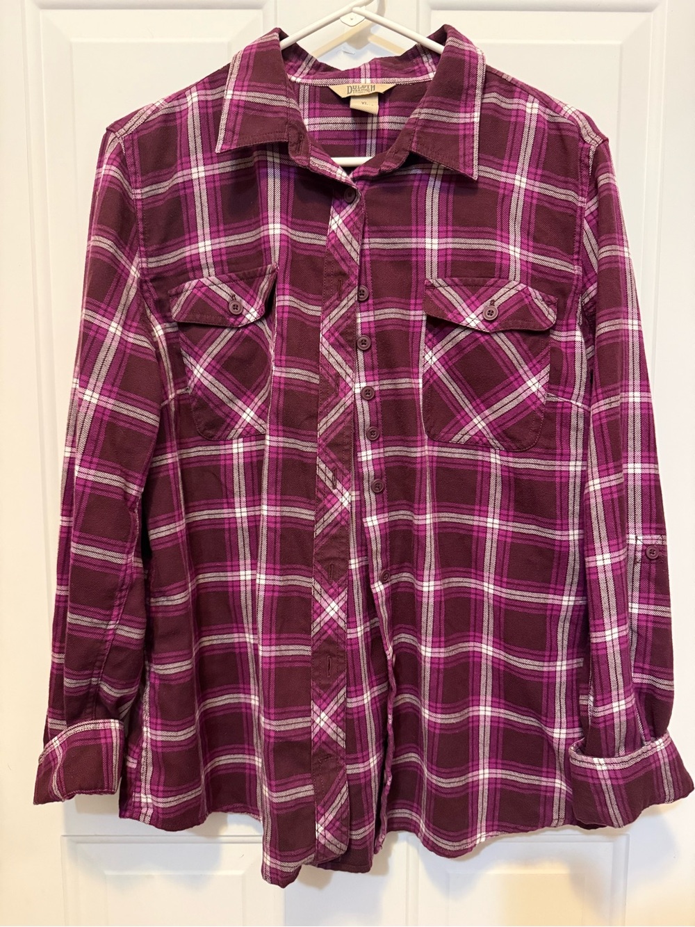 Classic Women's Plaid Button-Up Shirt in Plum